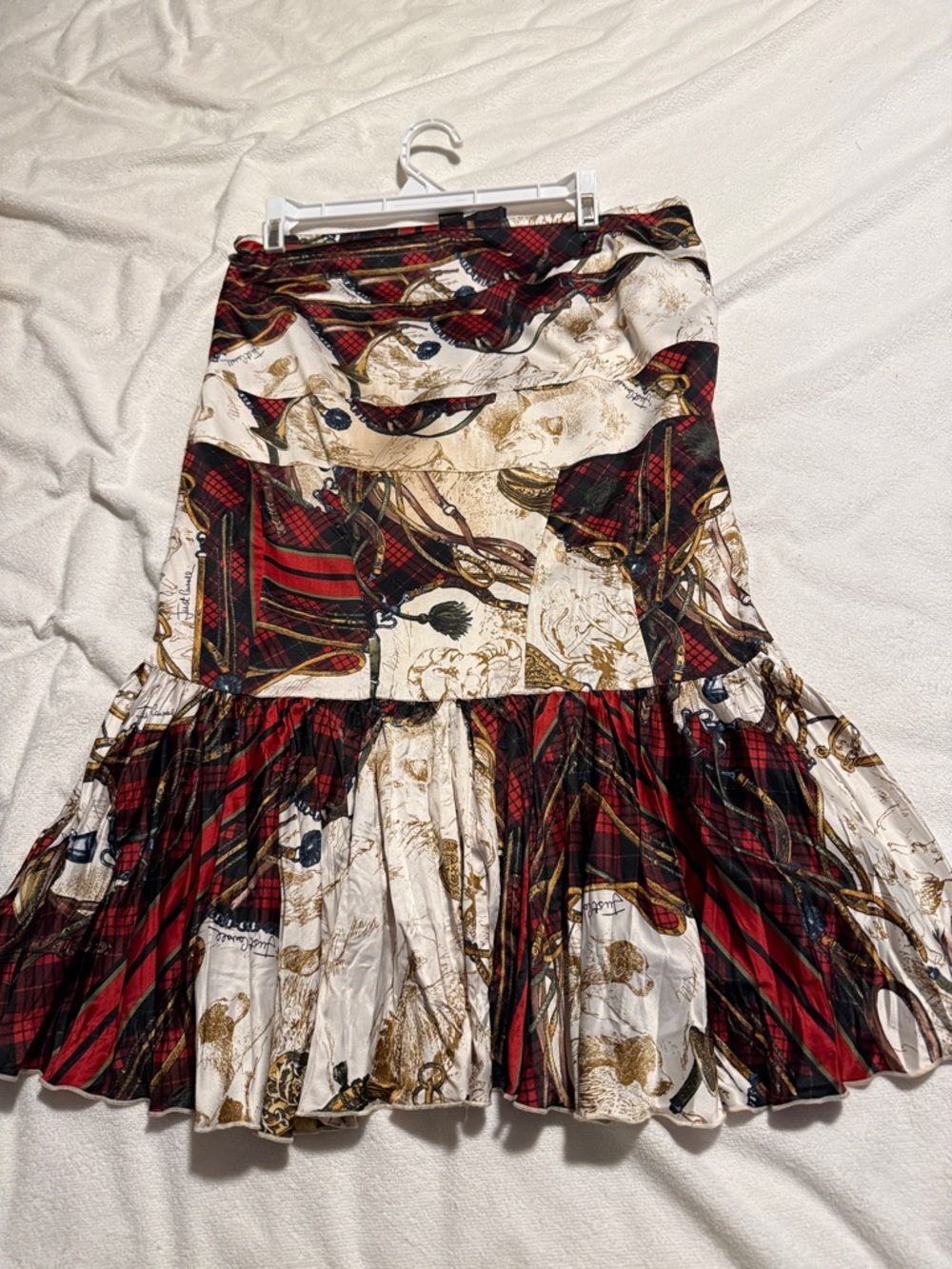 Just Cavalli Ivory Skirt with Red & Gold Print - Picture 2 of 4